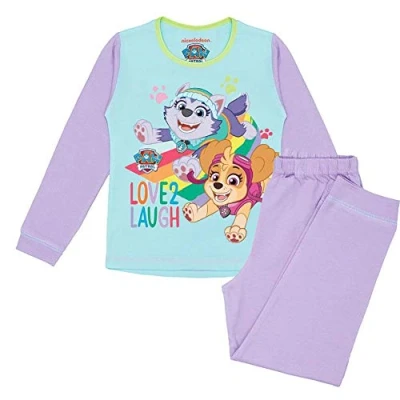 Image of Girls Paw Patrol Skye and Everest Pyjama Set, Officially Licensed Character Long Sleeve Kids Nightwear Pjs, 12/18 Months