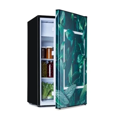 Image of Klarstein CoolArt Fridge Freezer Combination Refrigerator with 2 Cooling Levels, Design Front, Thermostat 5 0 to 10 C, Compact Dimensions, Design, Forest, 79L