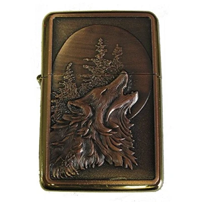Image of Lucy G WOLF DESIGN 1 PETROL LIGHTER IN GIFT TIN (GOLD)