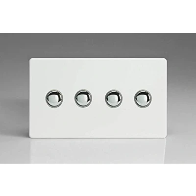 Image of Varilight 4 Gang 6A 1 Way Push to Make Momentary Switch (Twin Plate) Premium White XDQM4S