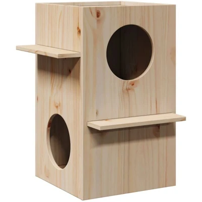 Image of vidaXL Cat House 43x43x60 cm Solid Wood Pine