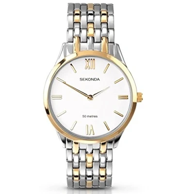 Image of Sekonda Classic White Dial Two Tone Stainless Steel Bracelet Gents Watch 3449