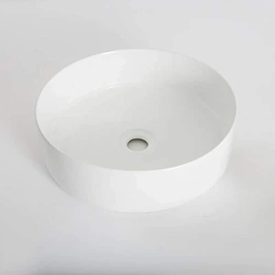 Image of Milano Art Modern White Ceramic Round Countertop Bathroom Basin Sink 395mm