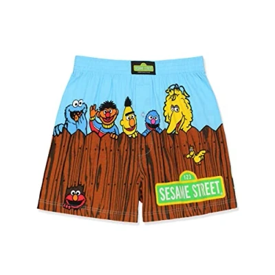 Image of Sesame Street Men&#039;s Button Fly Boxer Lounge Shorts, Multicolor, Large