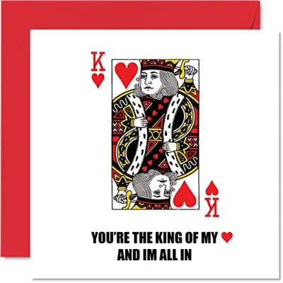 Image of Cute Anniversary Card for Husband Wife Boyfriend Girlfriend King Of Hearts Special Wedding Women Men Her Him, 145mm x Valentines Greeting Cards Fiance Fiancee