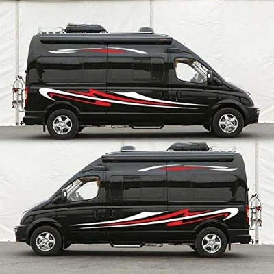 Image of 2 Pieces Sports Motorhome Stripes Decorative Camper Vans Caravan Decals Vinyl Sticker Graphic Car Body Side Accessories