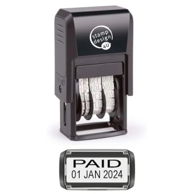 Image of Self Inking Changeable Date Stamp Paid in Black Ink