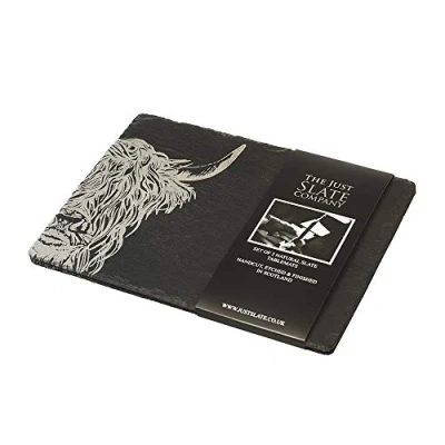 Image of The Just Slate Company Set of 2 Highland Cow Placemats