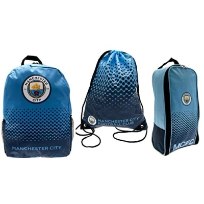 Image of Manchester City Backpack Gymbag and Bootbag Set Combo Deal Back to School Travelling Luggage