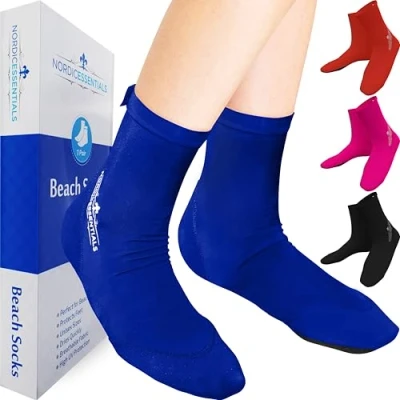 Image of Nordic Essentials Beach Socks (1 Pair) Wear in Sand, Playing Volleyball &amp; Soccer Kids, Women Men 1 Year Warranty (Blue, small)