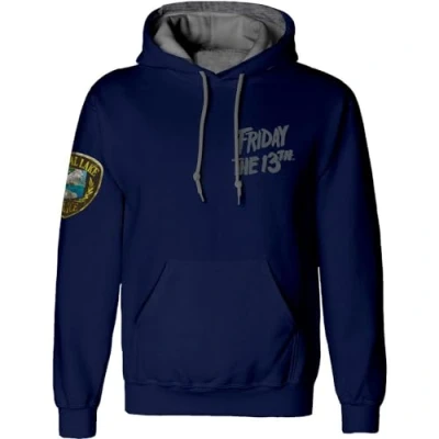 Image of Friday the 13th Hoodie Mens Jason Voorhees Hooded Sweatshirt Blue Large