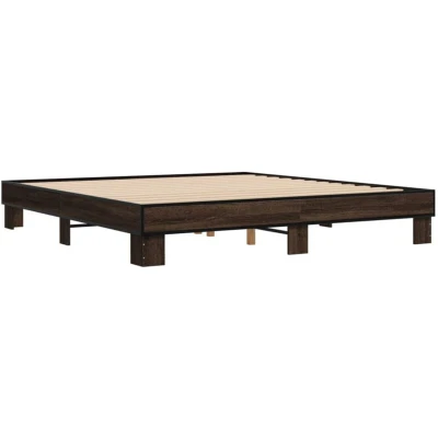 Image of vidaXL Bed Frame without Mattress Brown Oak 180x200 cm Super King
