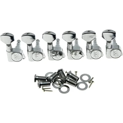 Image of Wilkinson 6 Inline Chrome E Z LOK Post Guitar Tuners Tuning Keys for Strat Tele