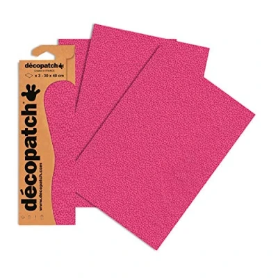 Image of Décopatch Ref C710O Indian Pink Fuchsia Pattern Paper Pack Each Sheet 30 x 40cm, of 3 Sheets Best Used With Décopach Glue &amp; Varnish,
