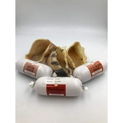 Image of J R Pet Products 3 x 80g Pure Turkey, Duck &amp; Chicken Variety Pate Calf Hoof Long Lasting Dog Treat Combo