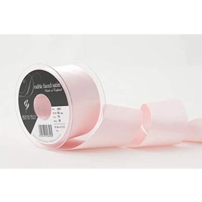 Image of Berisfords Double FACE Poly Satin Ribbon, Pale Pink, 10.5x10.5x5.7 cm