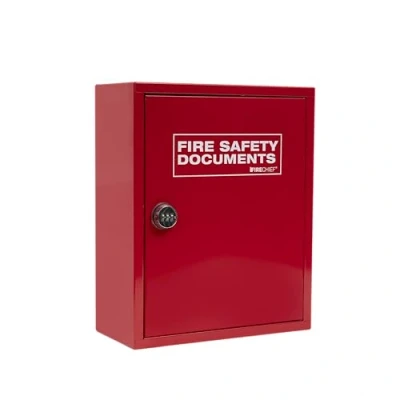 Image of Firechief Red Metal Document Cabinet with Combination Lock for A4 and A5 Documents Fire Safety Holder Perfect Offices, Public Buildings, Commercial Premises
