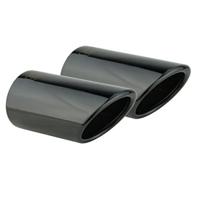 Image of L&amp;P A295, stainless steel tailpipe trim, black/chrome polished, plug and play tailpipe, set of 2