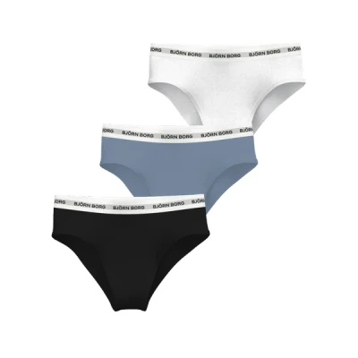 Image of Björn Borg LOGO Highwaist Brief 3 PACK Briefs, Women&#039;s, Size: Large, Black/blue/white