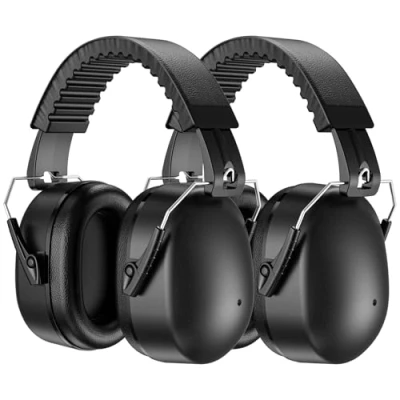 Image of ProCase 2 Packs Ear Defenders Adults, SNR 32dB Noise Cancelling Headphones for Kids Autism, Protectors Sound Proof Hearing Protection Mowing Shooting Woodwork Construction Black