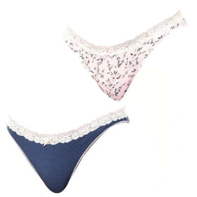 Image of Janira Womens Pack of 2 Mini Coquettes Cotton Panties 1030100 women Blue Size Large