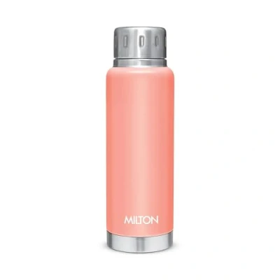 Image of Milton Insulated Water Bottle 10 oz (300 ml) Stainless Steel Double Walled Vacuum Flask Hot and Cold Drinks, Leak Proof Simple Screw Lid, Office, Gym, Elfin 300 Peach