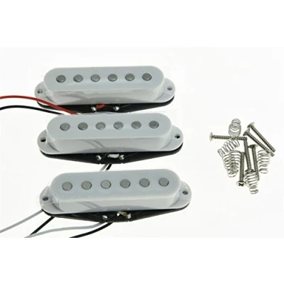 Image of KAISH Set of 3 White Flat Pole Alnico 5 Single Coil Pickups High Output Sound Strat SSS Pickup