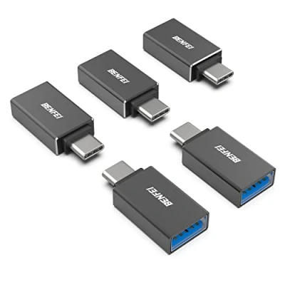 Image of BENFEI USB C to 3.0 Adapter, 5 Pack A Male Female Adapter Black