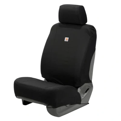 Image of Carhartt Universal Nylon Duck Canvas Fitted Bucket Seat Cover, Durable Protection with Rain Defender, Single, Black
