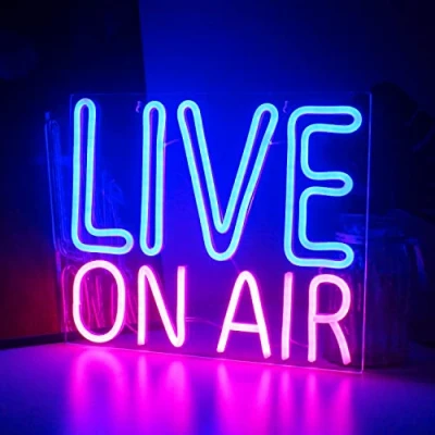 Image of Looklight Live On Air Neon Sign Blue Pink Letters Led Light Word Wall Art for Studio Bedroom Game Room Party Streaming Bar Club Decoration with USB Power