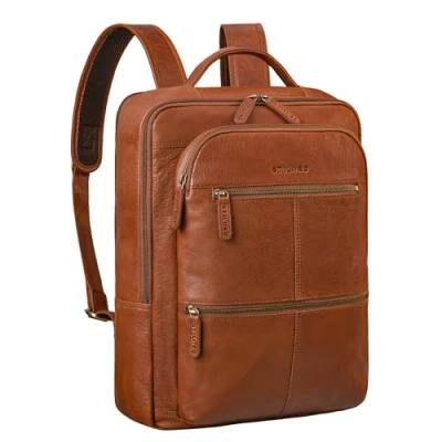 Image of STILORD &#039;Coryo&#039; 17 inch Laptop Backpack Leather Large &amp; Stylish Business for Men and Women Work Made of Genuine Leather, Colour:maraska brown
