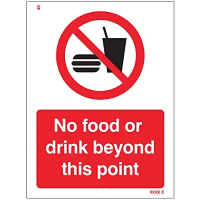 Image of No food or drink beyond this point Rigid PVC Safety Sign