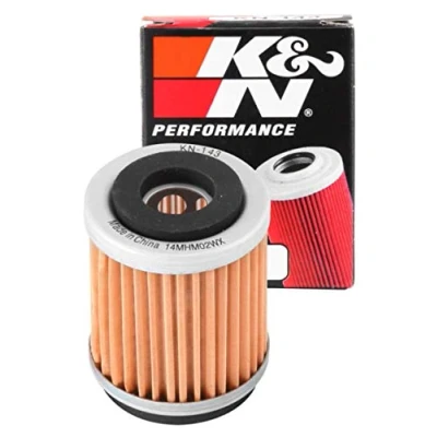 Image of K&amp;N Powersports Oil Filter Cartridge 38x49mm compatible with Yamaha, MBK (KN 143), Black/Red