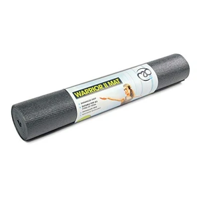 Image of Yoga Mad Warrior II Mat 183cm x 61cm 4mm Non Slip Lightweight Exercise Perfect for Pilates, Yoga, Stretching, Home Workouts and General Fitness (Graphite)