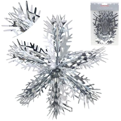 Image of Christmas Concepts® 16 (1.3ft) Large Foil 3D Snowflake Hanging Decoration Trimming (Silver)