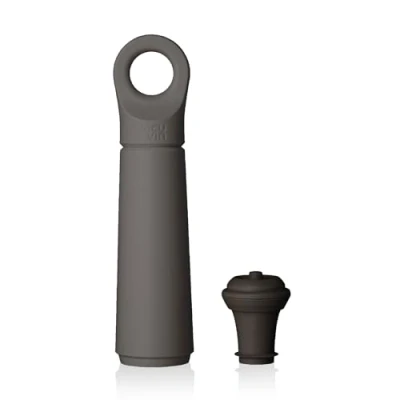 Image of Vacu Vin Wine Saver Loop Designed and Made in The Netherlands Vacuum Stopper Keeps Your Fresh for up to 10 Days Reusable, with 98% Recycled Material 1 Pump, Stopper, Graphite