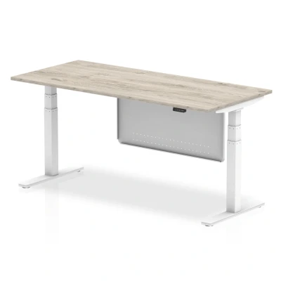 Image of Air 1800x800 Height Adjustable Desk Grey Oak White Leg Modesty Panel