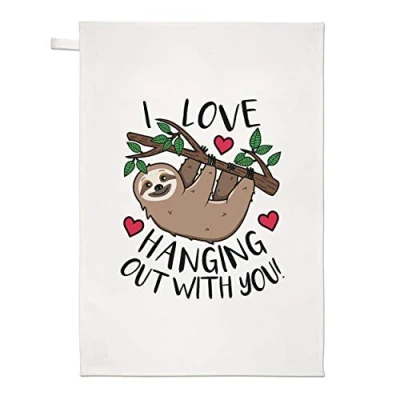 Image of Sloth I Love Hanging Out with You Tea Towel Dish Cloth