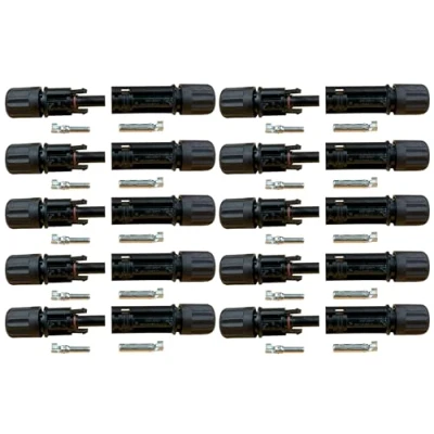 Image of electrosmart 10 x Pairs of Solar Panel Cable Connectors for 4mm2 and 6mm2 PV Male Female Waterproof Crimps compatible with MC4