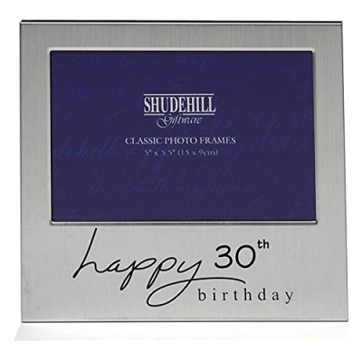Image of Shudehill 5&quot; x 3&quot; Happy 30th Birthday Photo Frame, Occasion Gift Present 72230, Silver,Photo Size 3.5&quot;