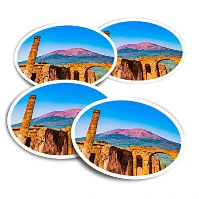 Image of Vinyl Stickers (Set of 2) 10cm Mount Vesuvius Italy Pompeii Fun Decals for Laptops,Tablets,Luggage,Scrap Booking,Fridges #3498