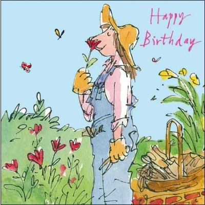 Image of Greeting Card (WDM9688) Female Birthday Woman Gardening Quentin Blake