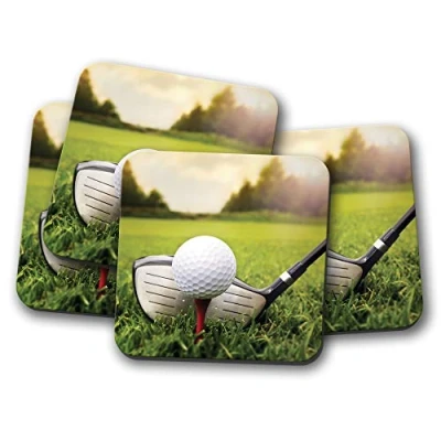 Image of 4 Set Golfing Coaster Golf Club Sports Dad Brother #8801