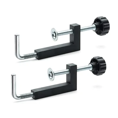 Image of POWERTEC 71004V Universal Fence Clamp, 2 PK, for Table Saws, Router Tables, Clamping Squares, Drill Press Mitre with 3/8&quot; Rod