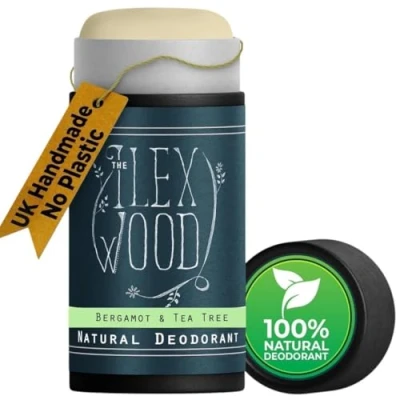 Image of The Ilex Wood Bergamot and Tea Tree Natural Deodorant 70ml. Deo in Eco Friendly Cardboard Tube, Vegan, no Plastic, Alcohol, Toxins, Aluminium Salts &amp; Cruelty Free for Women Men.
