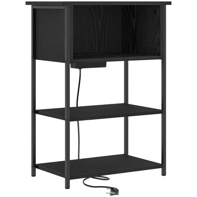 Image of Bedside Cabinet Black oak 55 x 31 76 cm Engineered wood Vidaxl