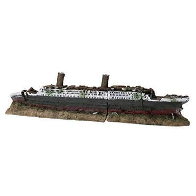 Image of Aquarium Ship Wreck Decorations Resin Titanic Lost Wrecked Boat Sunken Landscaping Decoration Fish Tank Ornament