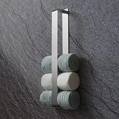 Image of SUDEERY Stainless Steel Towel Holder, Self Adhesive, 42 cm, Brushed Silver, No Drilling Required