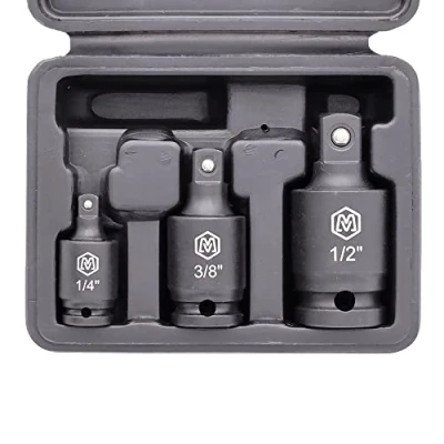 Image of MichaelPro 3 Piece Impact Grade Universal Joint Pin Free Locking Swivel Socket Adapter Set, 1/4&quot;, 3/8&quot;, 1/2&quot; Drive U Sockets to Access Hard Reach Fasteners MP005026