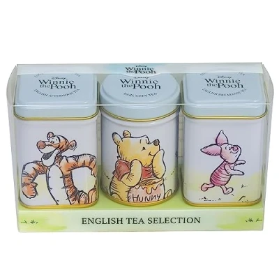 Image of New English Teas Winnie the Pooh &amp; Friends 3x Mini Tea Tins with Loose Leaf